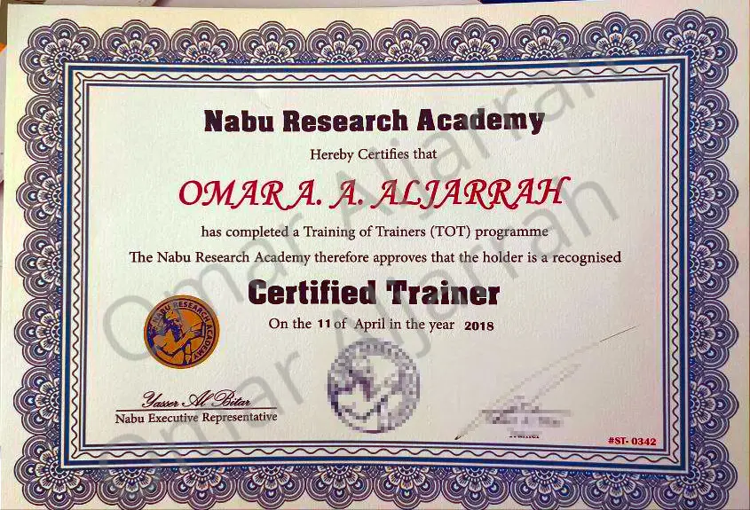 Certified Trainer Certificate