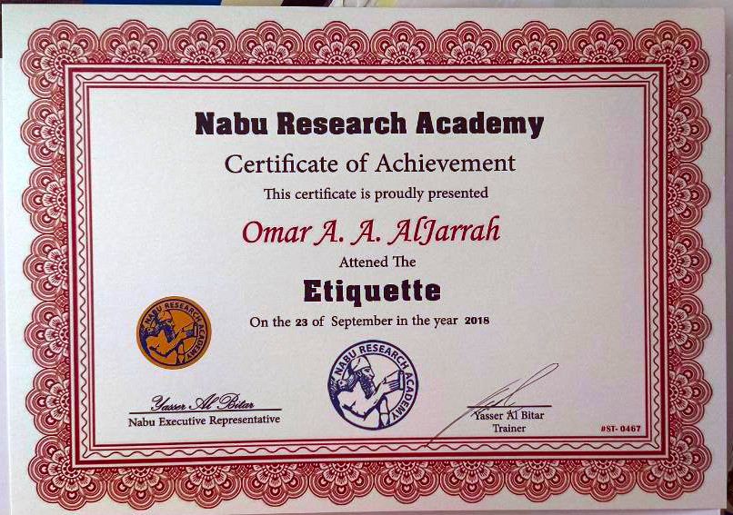 Etiquette Certificate