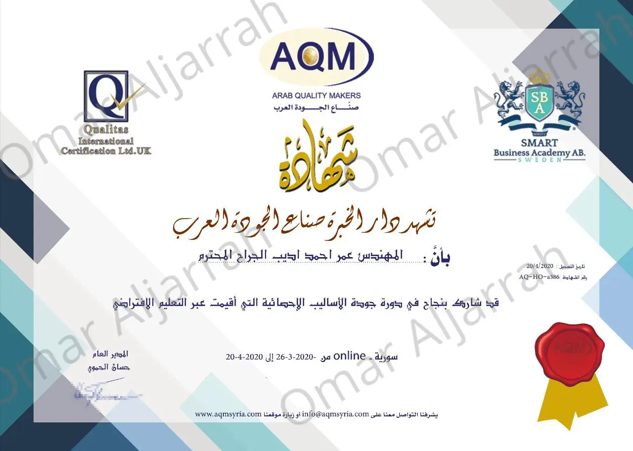 Quality of Statistical Methods Certificate