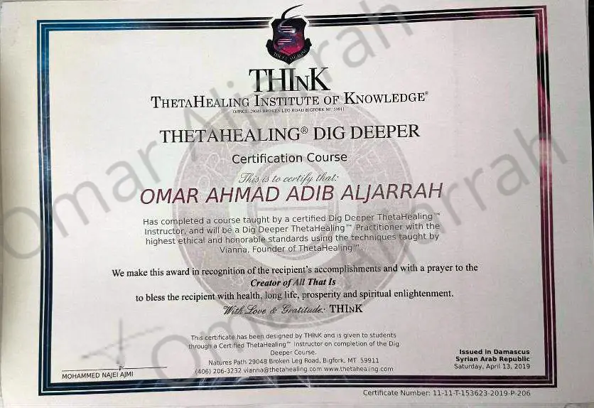 ThetaHealing Dig Deeper Certificate
