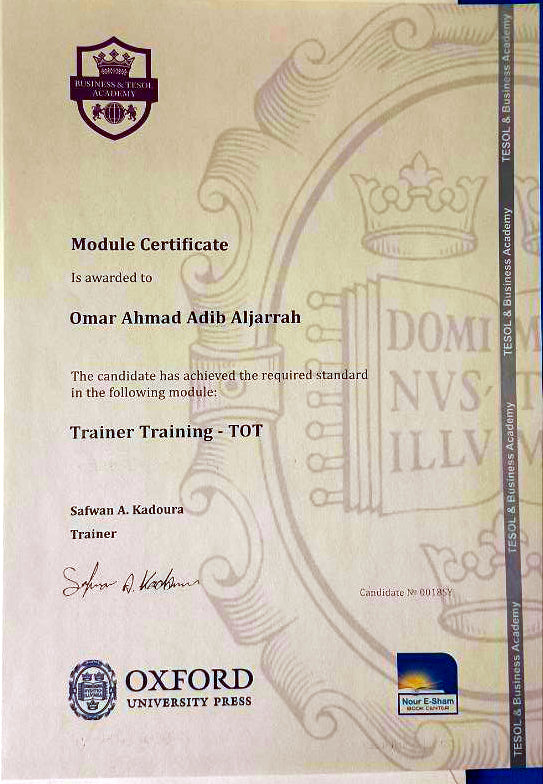 Trainer Training Certificate