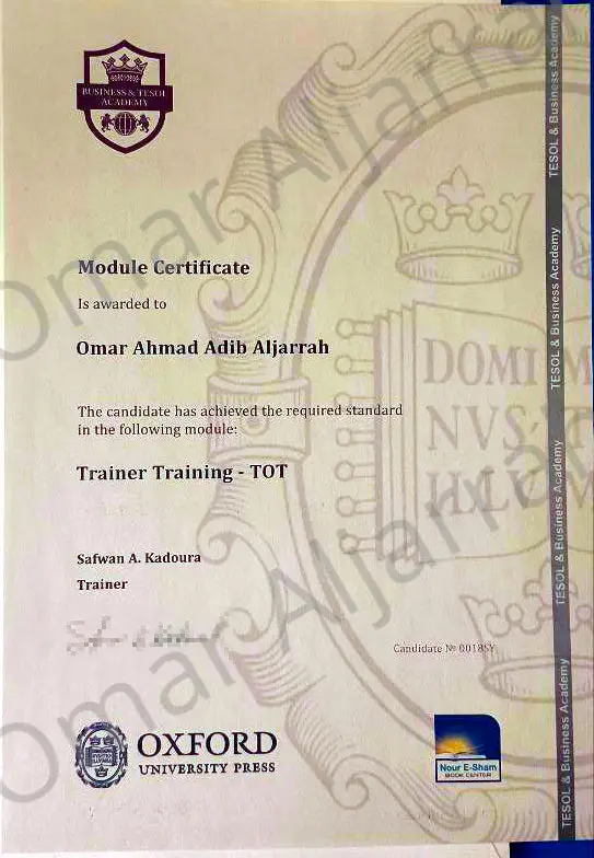 Trainer Training Certificate