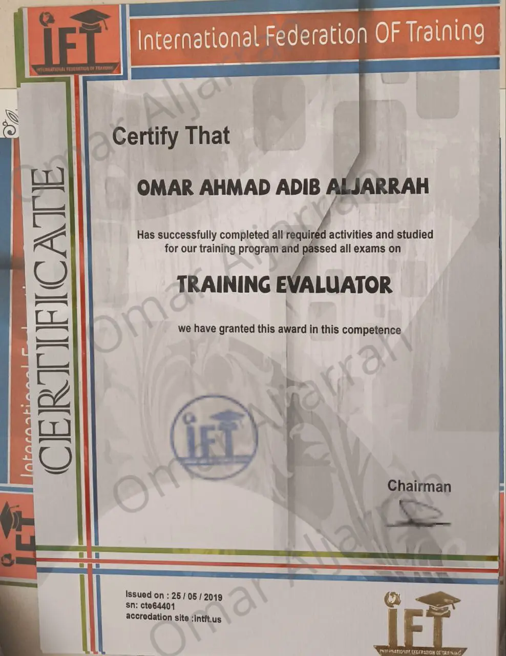 Training Evaluator Certificate